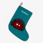 Zee Urchin Uni Spiny Red Hedegel Ocean Kleine Kerstsok (Voorkant (Hangend))