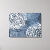 Zee Urchin Waterverf Oceaan Marine Blauw Wit Poste Canvas Afdruk (Voorkant)