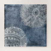 Zee Urchin Waterverf Ocean Navy Blue White Legpuzzel (Horizontaal)