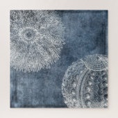 Zee Urchin Waterverf Ocean Navy Blue White Legpuzzel (Verticaal)