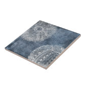 Zee Urchin Waterverf Ocean Navy Blue White Tegeltje (Zijkant)