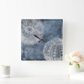 Zee Urchin Waterverf Ocean Navy Blue White Vierkante Klok (Huis)