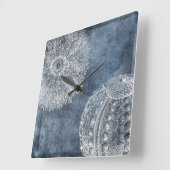Zee Urchin Waterverf Ocean Navy Blue White Vierkante Klok (Hoek)