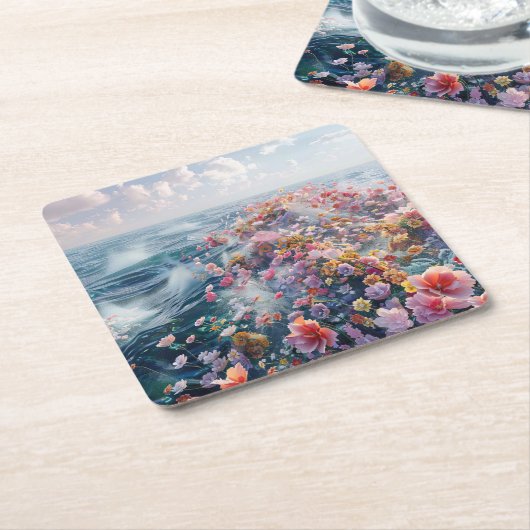 Zee van Azaleas Kartonnen Onderzetters (Schuin)