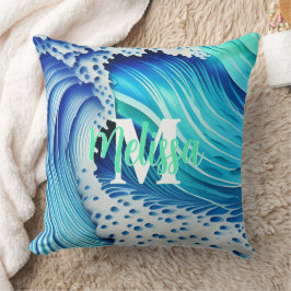 Zee van Blauwe Monogrammed Kussen