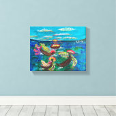 Zee van Blossom - Om Canvas Schilderij (Insitu (Houten vloer))