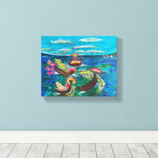 Zee van Blossom - Om Canvas Schilderij (Insitu (Houten vloer))