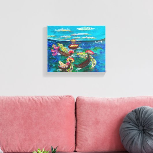 Zee van Blossom - Om Canvas Schilderij (Insitu (Woonkamer))
