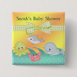 Zee van de Baby van de kaak Creëer Baby shower Vierkante Button 5,1 Cm