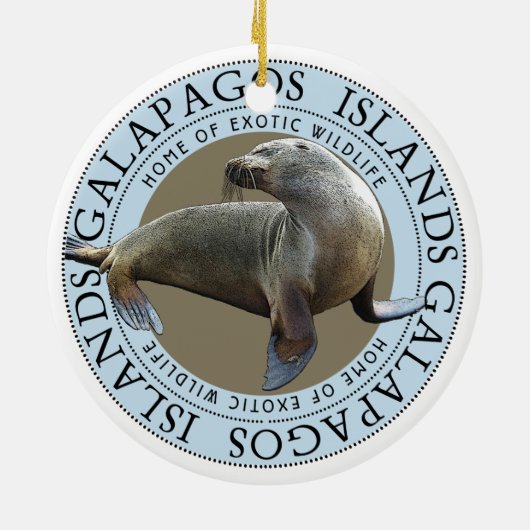 Zee van de Galapagos-eilanden Lion met Kerstmis Keramisch Ornament (Achterkant)