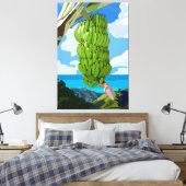 Zee van de groene Bananas Blue Mountain Canvas Afdruk (Insitu (Slaapkamer))