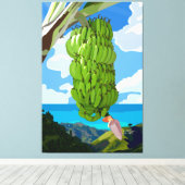 Zee van de groene Bananas Blue Mountain Canvas Afdruk (Insitu (Houten vloer))
