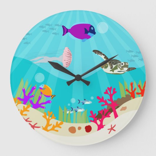 Zee van de Kleurrijke Oceaan Kinderen Grote Klok (Voorkant)