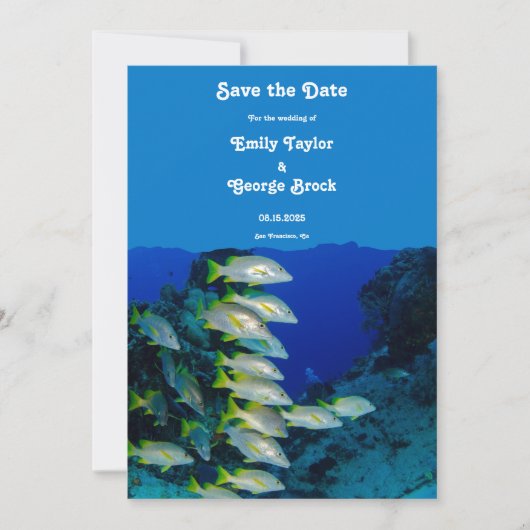 Zee van de marine onderwater - Nautische kustbruil Save The Date (Voorkant)