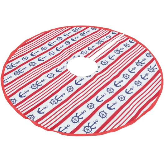 Zee van de Nautical Sailing Boating Red Blue Ancho Kerstboom Rok (Gekanteld)