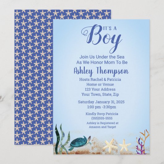 Zee van de oceaan Schorrelbogen Baby shower Kaart (Voorkant / Achterkant)