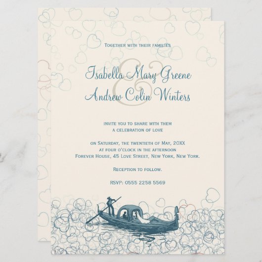 Zee van de Uitnodiging van het Liefde Wedding (Voorkant / Achterkant)
