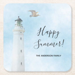 Zee van de vuurtoren van de zee kartonnen onderzetters