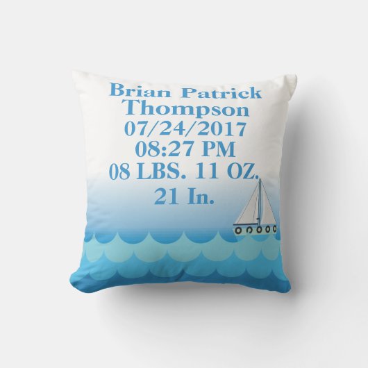 Zee van de waterzee Rooster Sailing Baby Boy Birth Kussen (Voorkant)