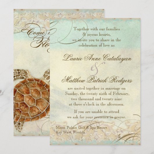 Zee van Florida Turtle Modern Kustoever Kaart (Voorkant / Achterkant)