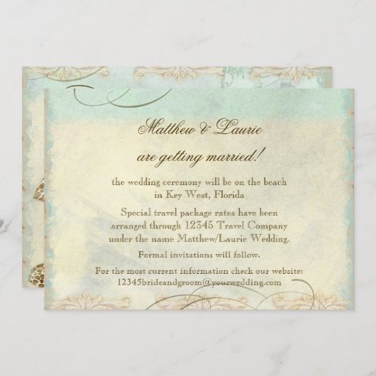 Zee van Florida Turtle Modern Kustoever Save The Date (Voorkant / Achterkant)