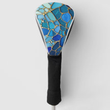 Zee van golven blauw en goud mozaïek kunst