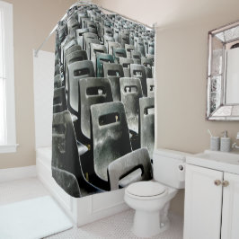 Zee van grijze stoelen douchegordijn