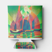 Zee van groen met Cubistische Abstracte junks Blikjeskoeler (Achterkant)