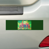 Zee van groen met Cubistische Abstracte junks Bumpersticker (Op auto)