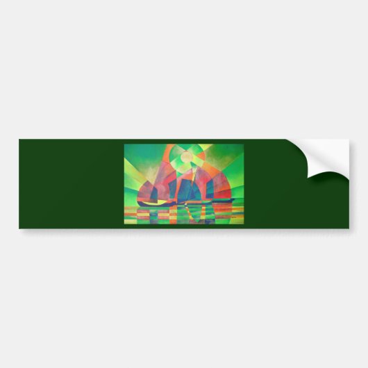 Zee van groen met Cubistische Abstracte junks Bumpersticker (Voorkant)