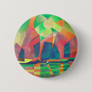 Zee van groen met Cubistische Abstracte junks Ronde Button 5,7 Cm