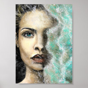 Zee van herinneringen Poster schilderkunst Vrouw g