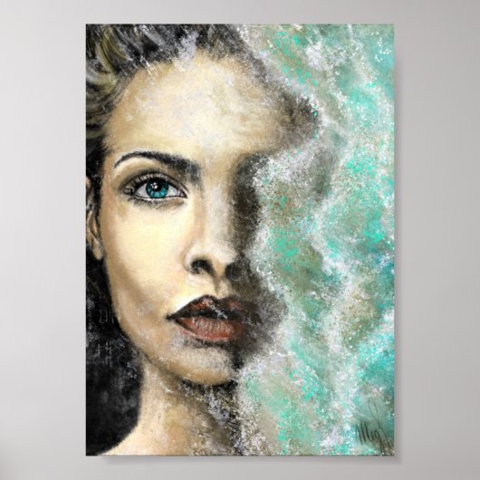Zee van herinneringen Poster schilderkunst Vrouw g (Voorkant)
