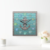  Zee van het Anker Driftwood Vierkante Klok (Huis)