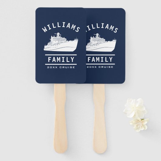 Zee van het cruiseschip Fun Family Reunion Summer Handwaaier (Voorkant en achterkant)
