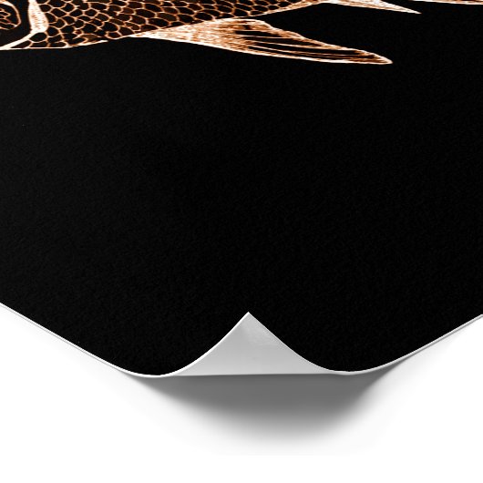 Zee van het kuststrand van de oceaan zwart poster (Hoek)