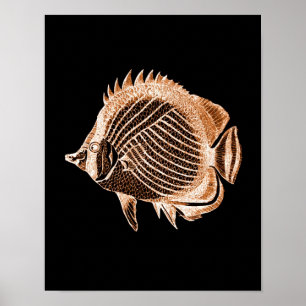 Zee van het kuststrand van de oceaan zwart poster