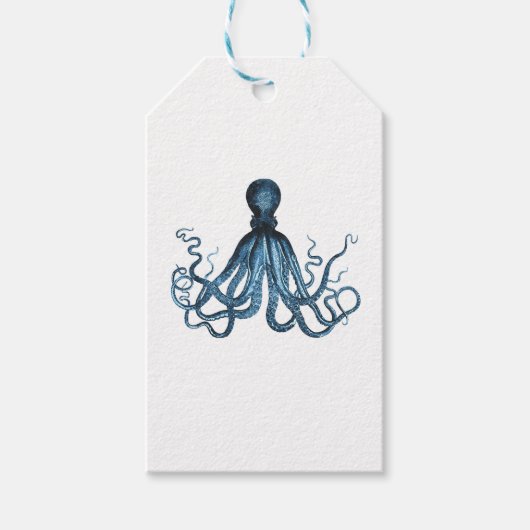 Zee van het kuststrand van de Octopus kraken Cadeaulabel (Voorkant)