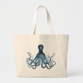 Zee van het kuststrand van de Octopus kraken Grote Tote Bag (Voorkant)