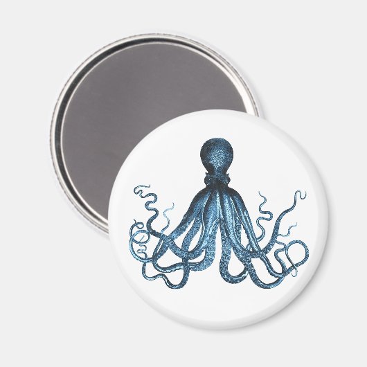 Zee van het kuststrand van de Octopus kraken Magneet (Voorkant / Achterkant)