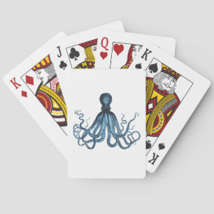 Zee van het kuststrand van de Octopus kraken Pokerkaarten