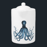 Zee van het kuststrand van de Octopus kraken Theepot<br><div class="desc">Een modern nautisch octopus blauw patroon. Een reeks van modern design om uw huis, kleuterschool of kantoor te decorteren. Een stijlvol accent voor een kusthuisje of strandruimte. Geweldig voor jezelf of als geschenk! Trendy, glamour, vet. Bekijk mijn winkel voor meer objecten met dit afbeelding. Als u een ontwerp ziet dat...</div>