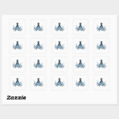 Zee van het kuststrand van de Octopus kraken Vierkante Sticker (Vel)