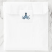 Zee van het kuststrand van de Octopus kraken Vierkante Sticker (Tas)
