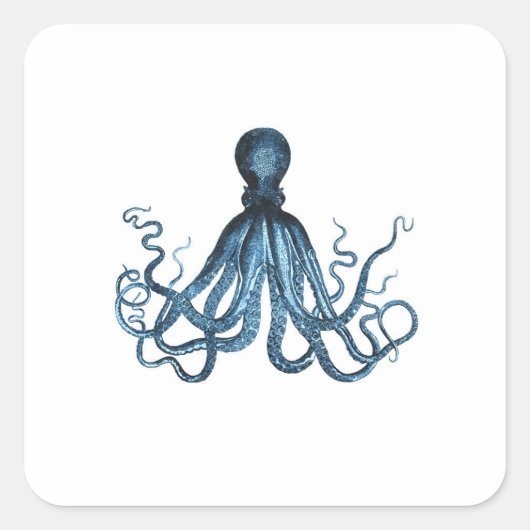 Zee van het kuststrand van de Octopus kraken Vierkante Sticker (Voorkant)