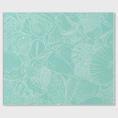 Zee van kuststrand Shell Blauwgroen groen wit ontk Cadeaupapier (Vlak)