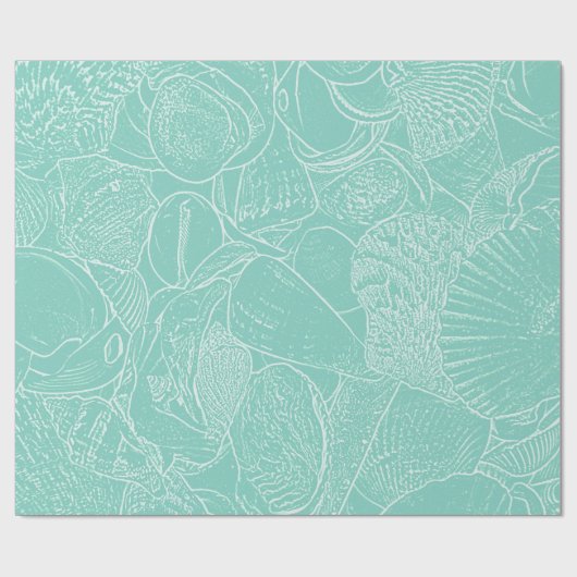 Zee van kuststrand Shell Blauwgroen groen wit ontk Cadeaupapier (Vlak)