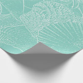 Zee van kuststrand Shell Blauwgroen groen wit ontk Cadeaupapier (Hoek)