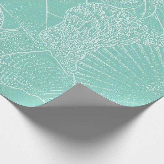 Zee van kuststrand Shell Blauwgroen groen wit ontk Cadeaupapier (Hoek)