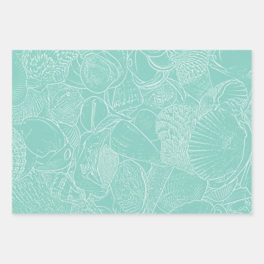 Zee van kuststrand Shell Blauwgroen groen wit ontk Inpakpapier Vel (Voorkant)